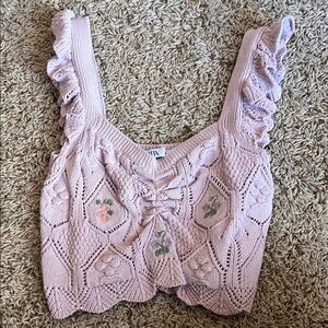 Zara Pink Crop Top with Knit Design
